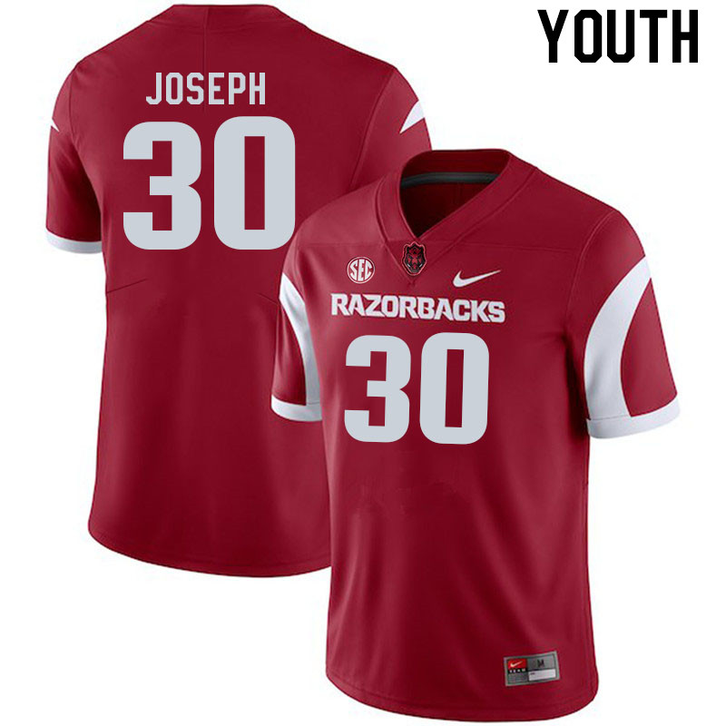 Youth #30 Ethan Joseph Arkansas Razorback College Football Jerseys Stitched Sale-Cardinal